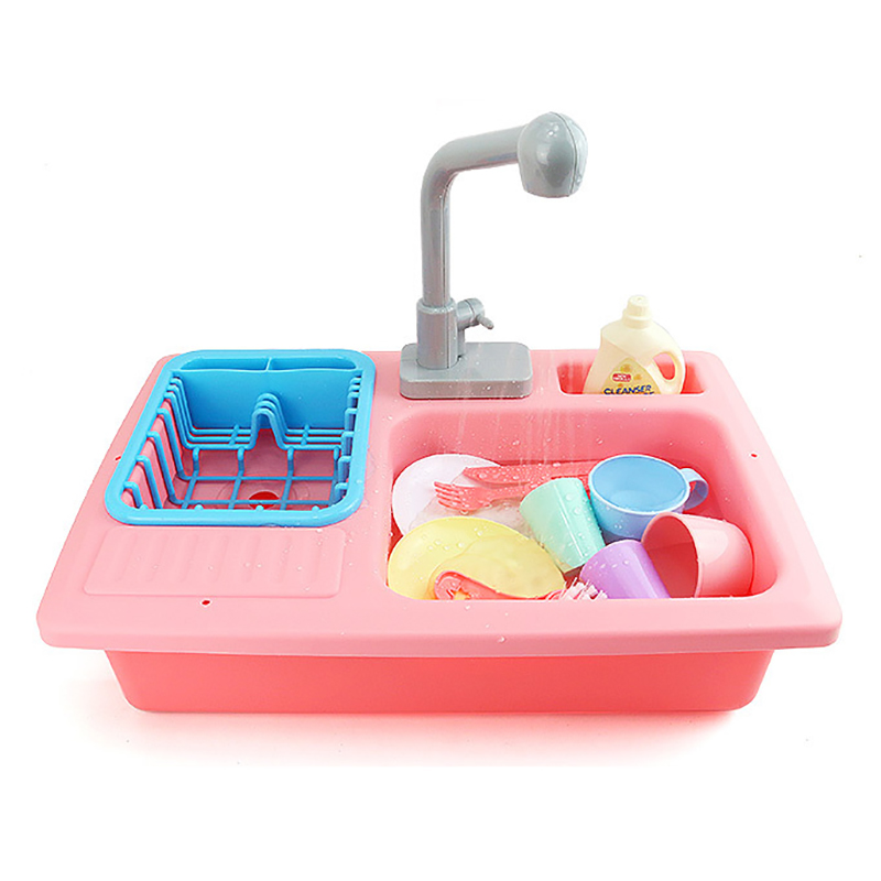 Pretend Play Kitchen Sink Play Set Toys With Running Water Dishwasher for Kids | eBay